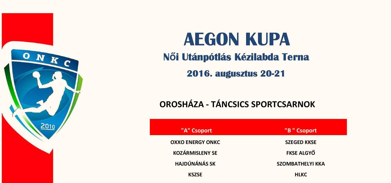 Az AEGON Kupa oroshzi junior torna progrmja